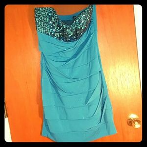 Strapless Blue Mini Dress